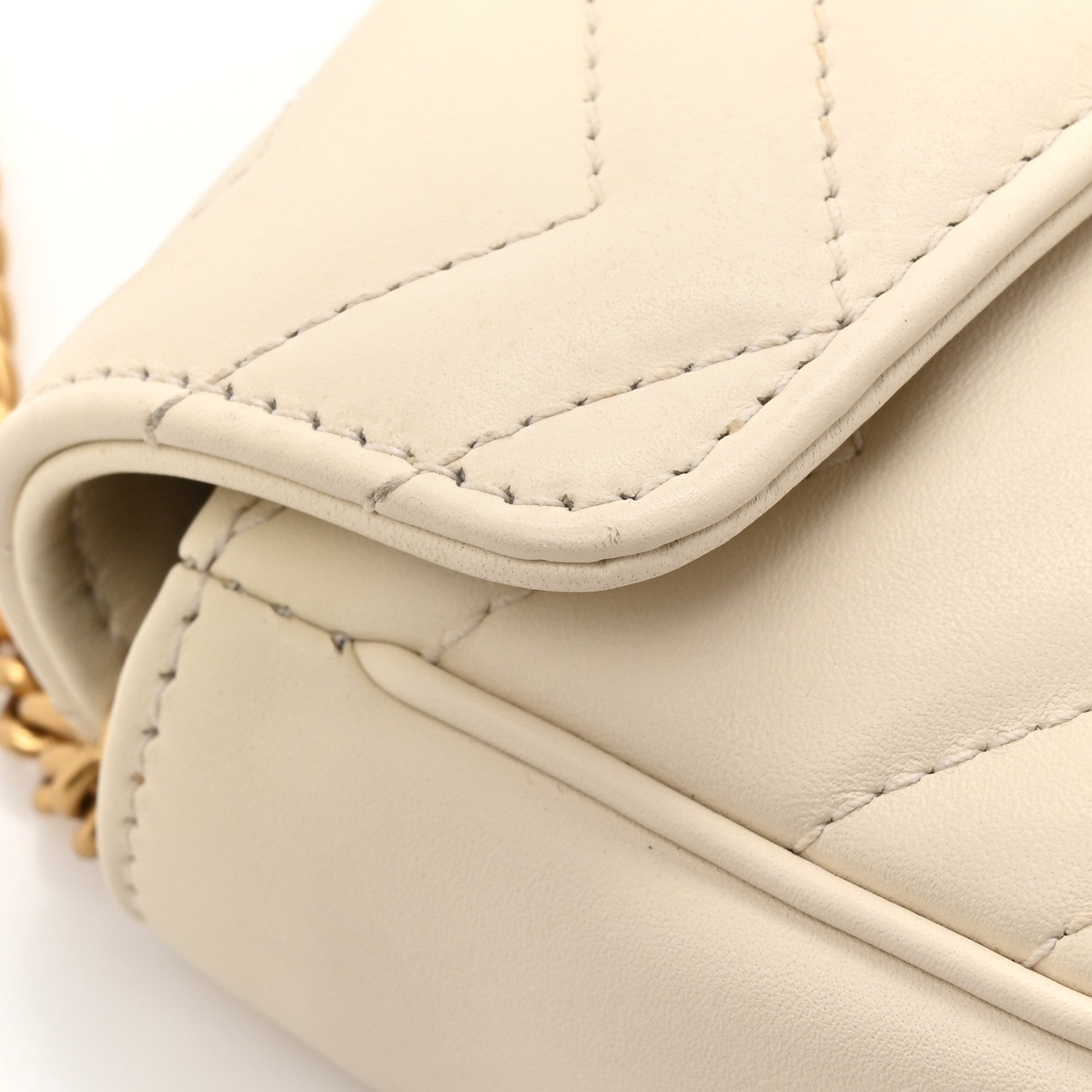 Gucci Calfskin Matelasse Super Mini GG Marmont Shoulder Bag White 12 of 14