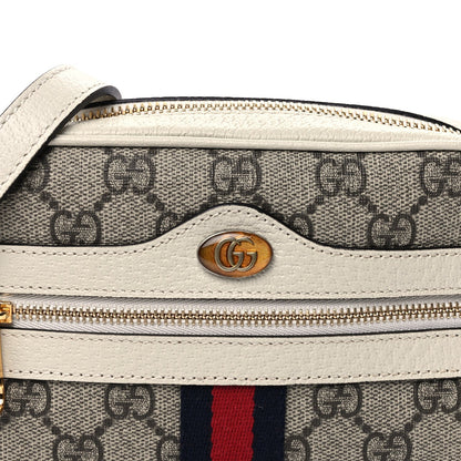 Gucci GG Supreme Monogram Textured Calfskin Web Mini Ophidia Shoulder Bag Beige Ebony Mystic White 6 of 7