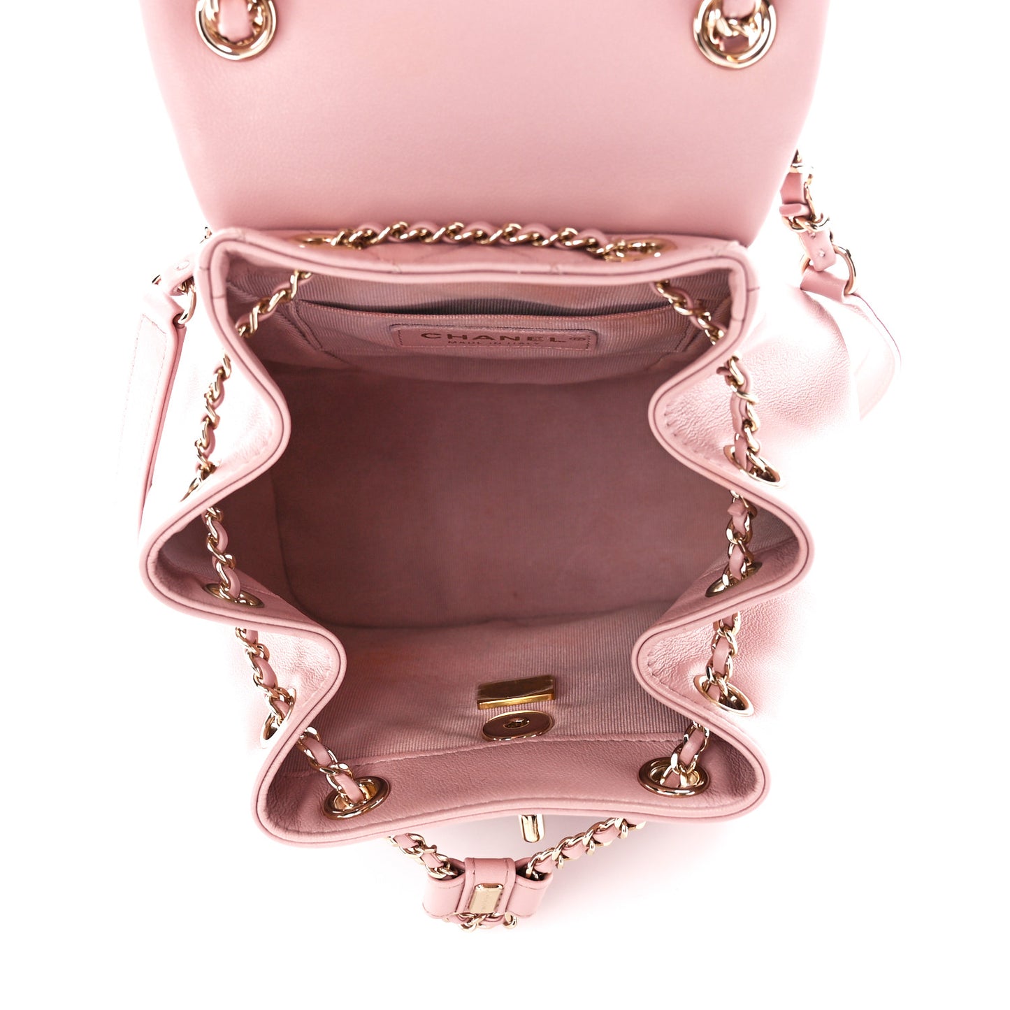 Lambskin Quilted Small Duma Drawstring Backpack Light Pink