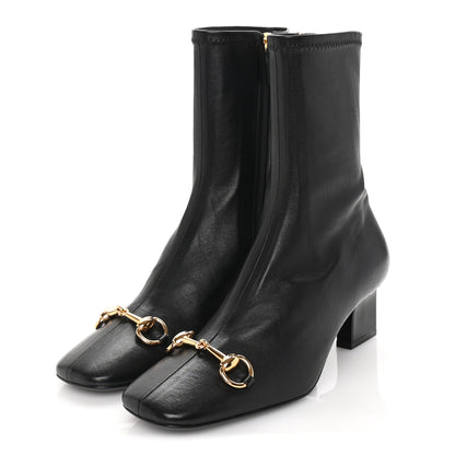 Gucci Shiny Calfskin Horsebit Signora Bootie 37 Black 2 of 7