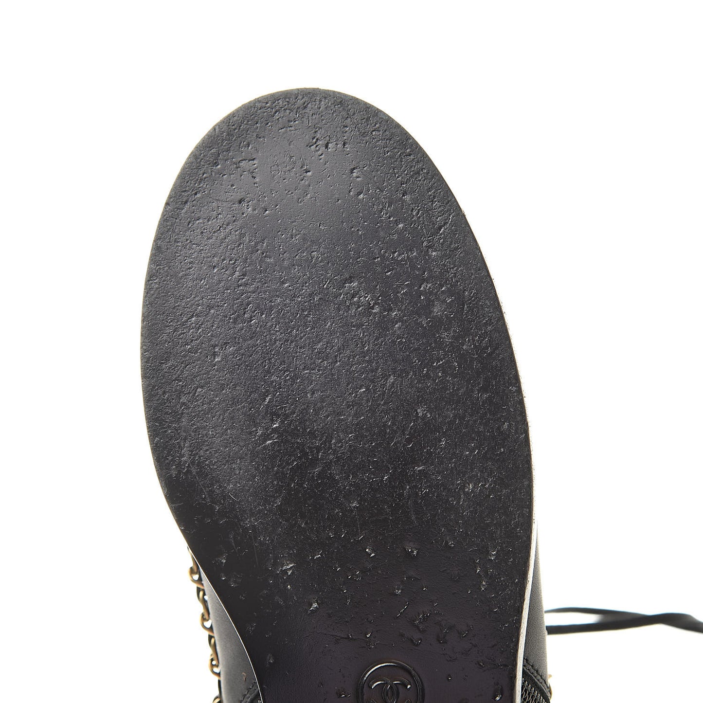 Calfskin Chain Lace Up Boots 38.5 Black