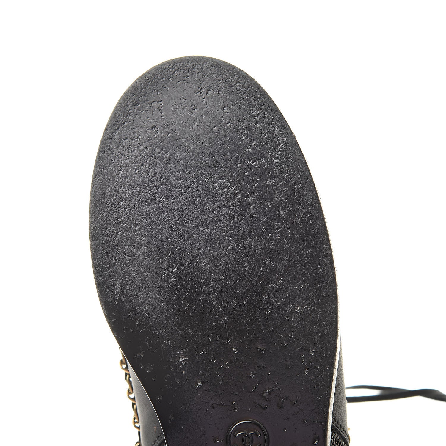 Chanel Calfskin Chain Lace Up Boots 38.5 Black 10 of 12