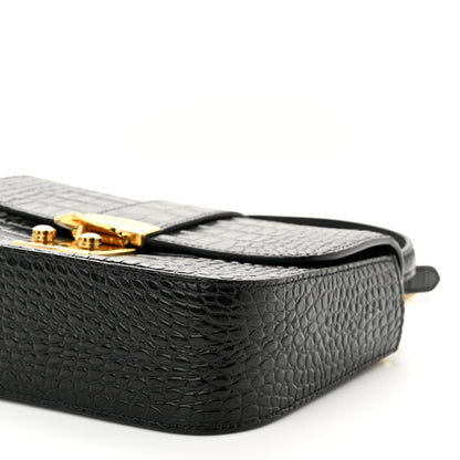 Miu Miu Crocodile Print Calfskin Top Handle Bag Black 9 of 9