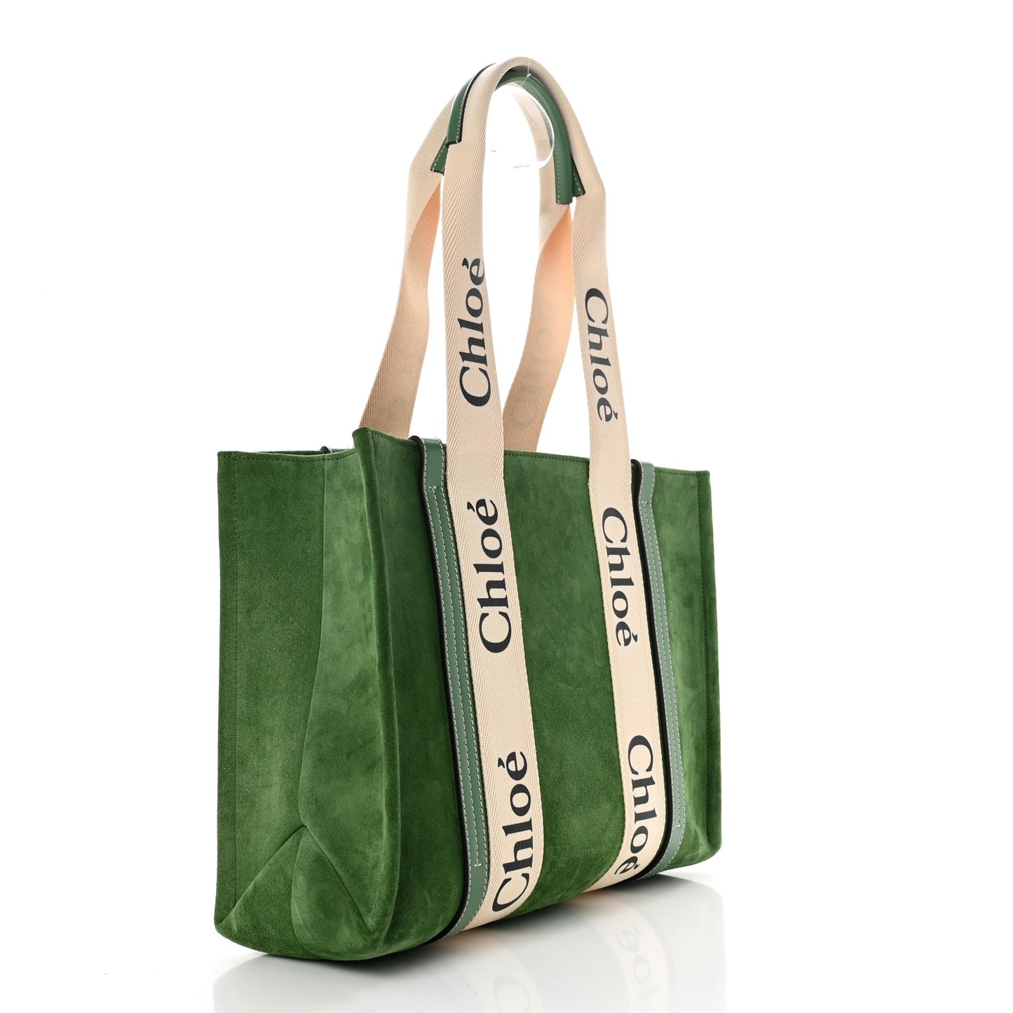 Suede Calfskin Medium Woody Tote Bright Green