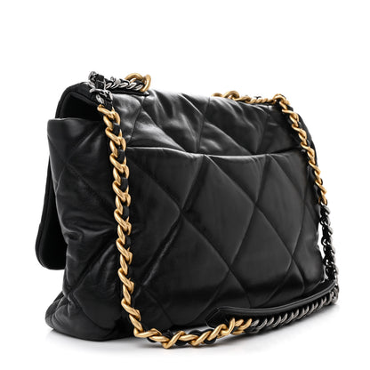 Chanel Goatskin Quilted Maxi Chanel 19 Flap Black 3 of 10