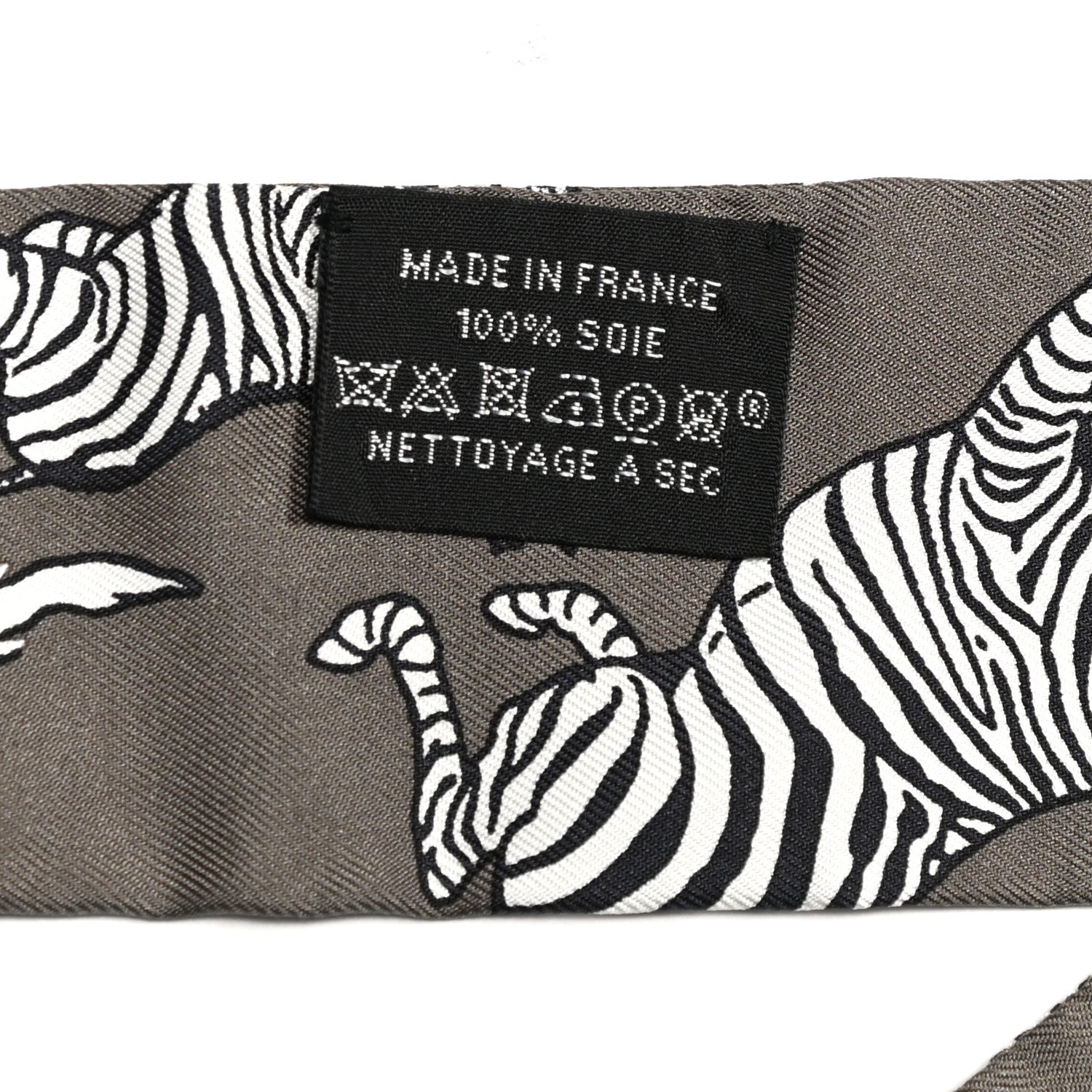 Hermes Silk Les Zebres Twilly Gris Taupe Black White 8 of 8