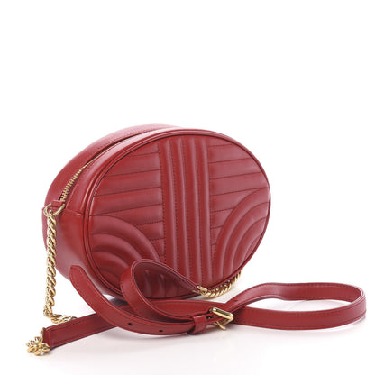 Prada Soft Calfskin Impunture Diagramme Oval Crossbody Bag Fuoco 3 of 9