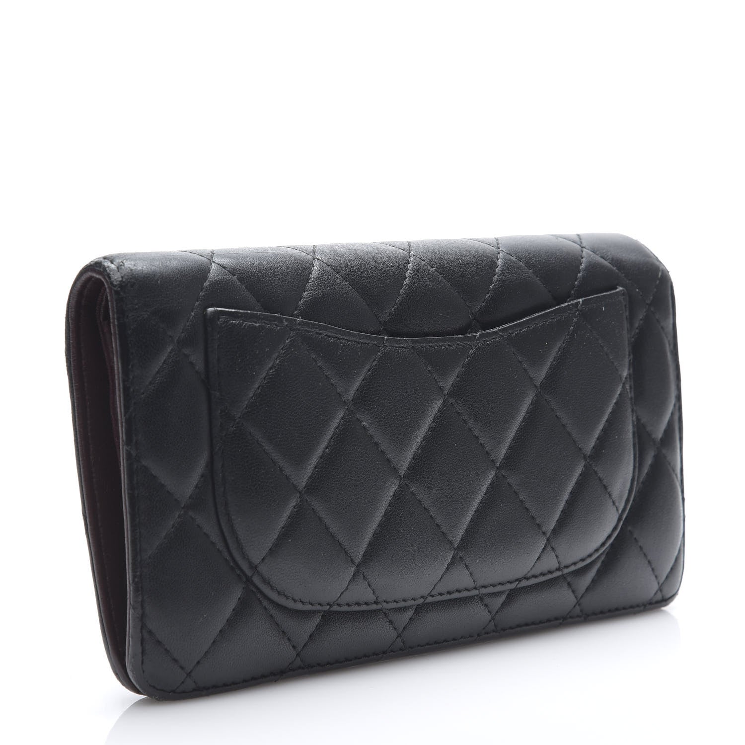 Chanel Lambskin Quilted Yen Wallet Black 2 of 7