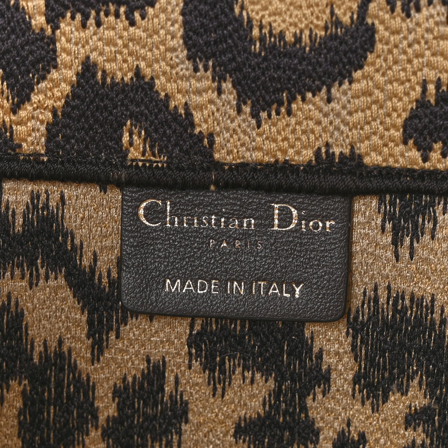Christian Dior Canvas Mizza Embroidered Medium Leopard Book Tote Beige 6 of 10