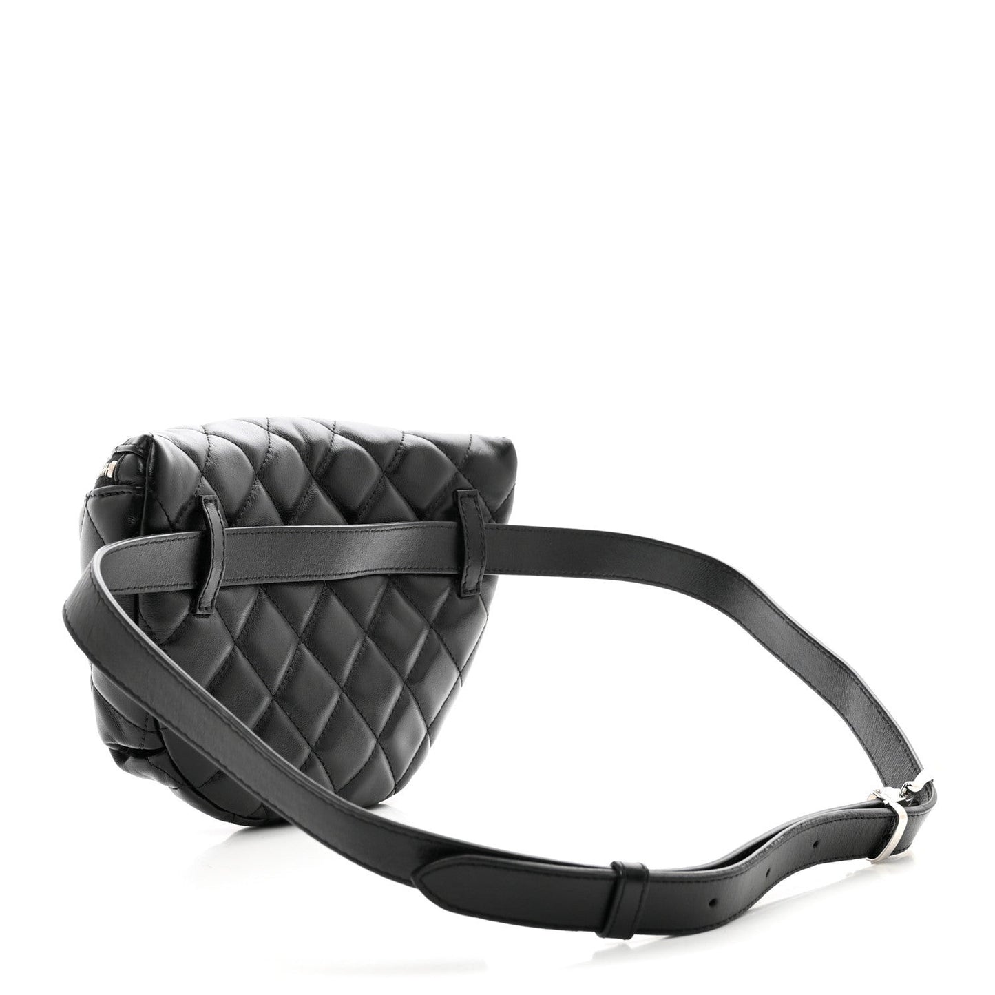 Calfskin Quilted Waist Belt Bag Black