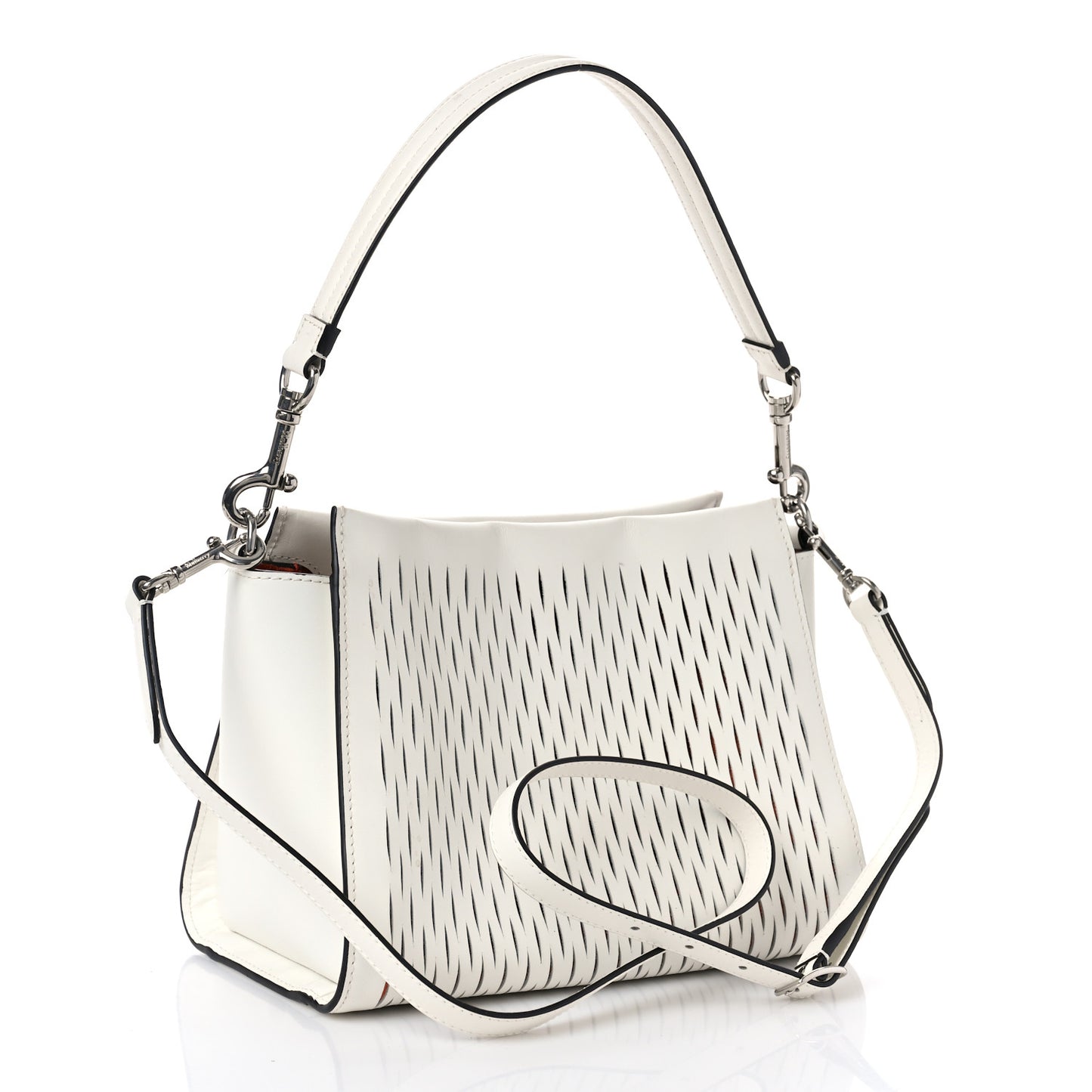 Mesh Calfskin Small Iris Tote White Rust