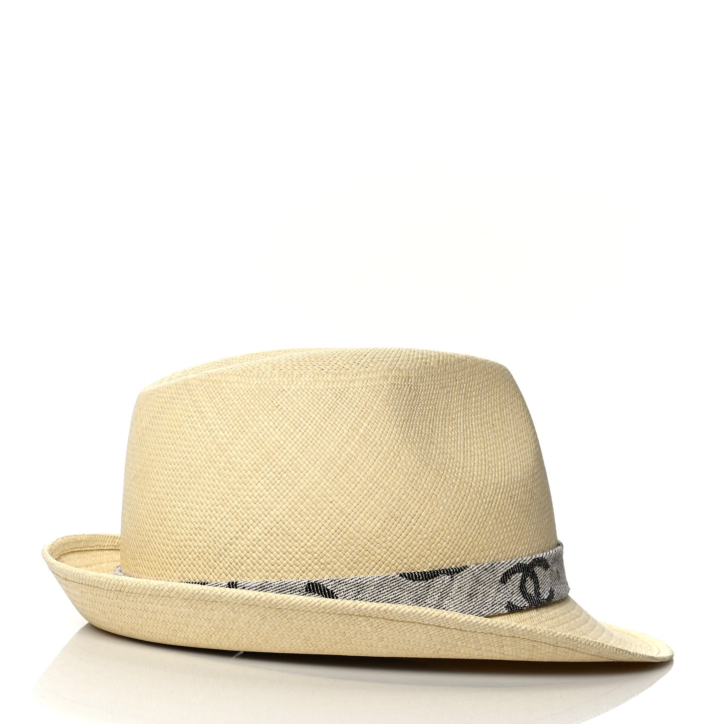 Straw CC Fedora Hat M Beige