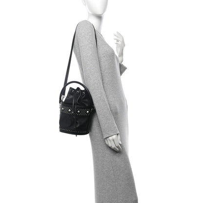 Saint Laurent Smooth Calfskin Studded Small Bahia Drawstring Bucket Bag Black 2 of 7