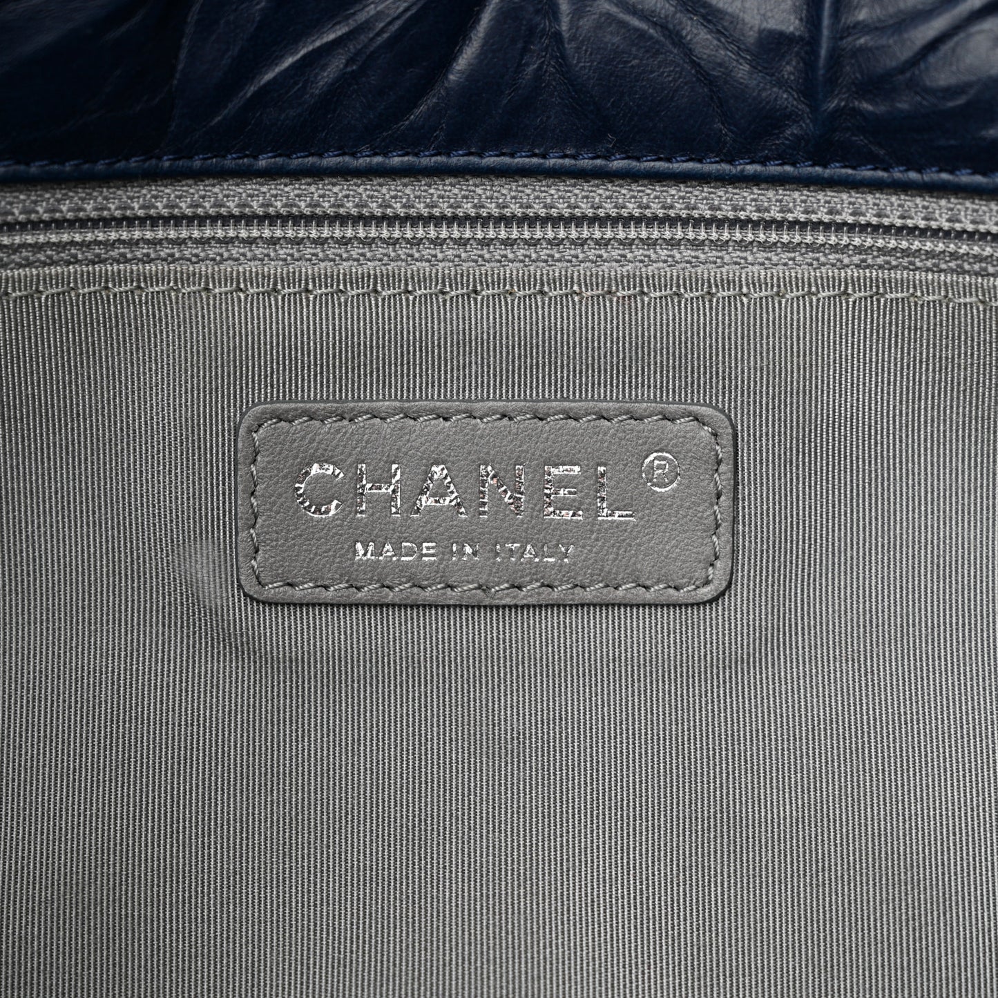 Calfskin Ultra Stitch Oversize Flap Navy