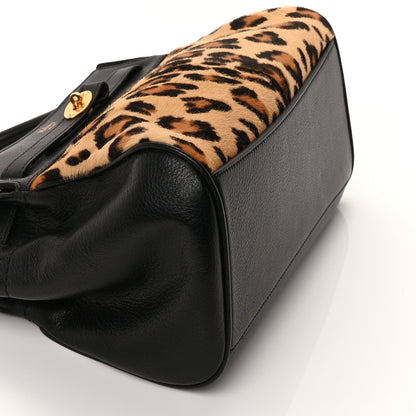 Mulberry Calf Hair Calfskin Leopard Print Small Belted Bayswater Tote Black 7 of 8