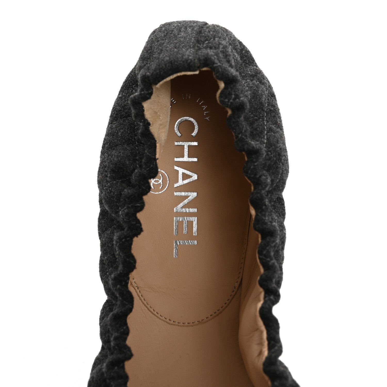 Chanel Tweed Quilted Camellia Cap Toe Ballerina Flats 40 Grey 7 of 7