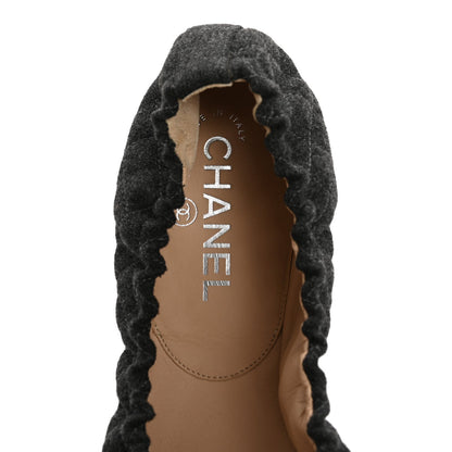 Chanel Tweed Quilted Camellia Cap Toe Ballerina Flats 40 Grey 7 of 7