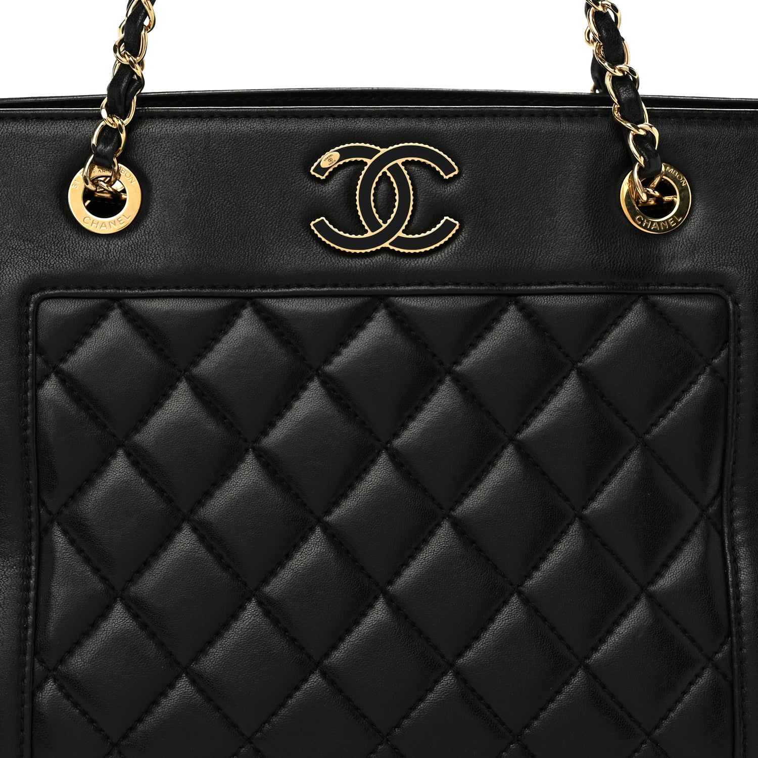 Chanel Sheepskin Quilted Mademoiselle Vintage Shopping Tote Black 8 of 11
