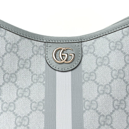 Gucci GG Supreme Monogram Textured Dollar Calfskin Web Small Ophidia Bucket Shoulder Bag Dusty Blue 8 of 10
