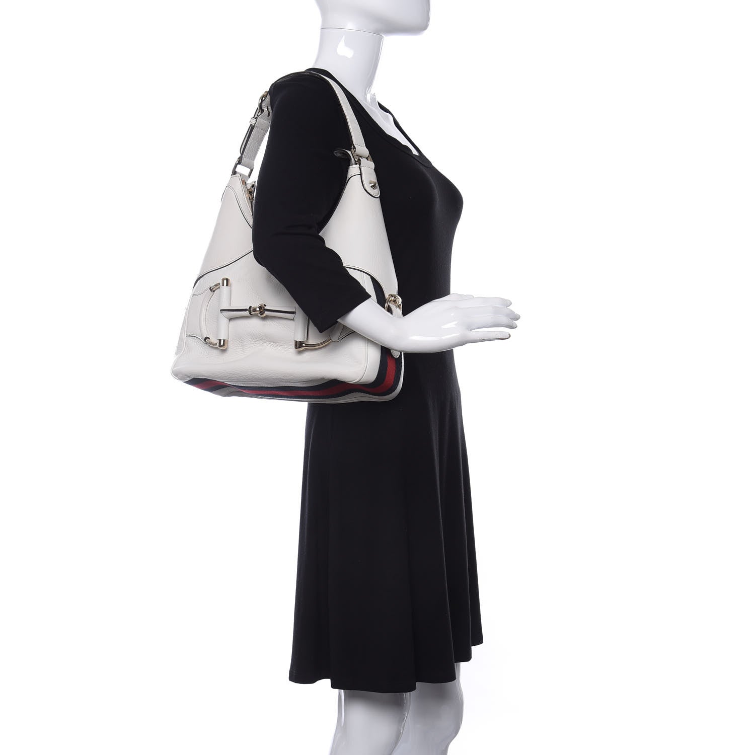 Gucci Calfskin Horsebit Web Hobo White 2 of 11