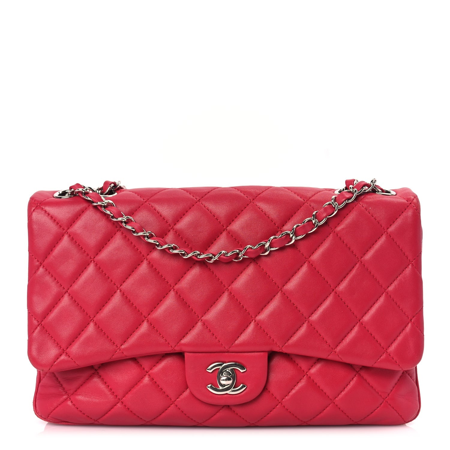Chanel Lambskin Quilted Jumbo  3 Flap Dark Pink 1 of 9