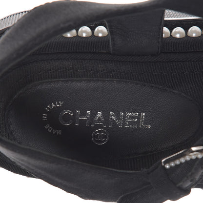 Chanel Grosgrain Pearl Flat Sandals 39 Black 7 of 8