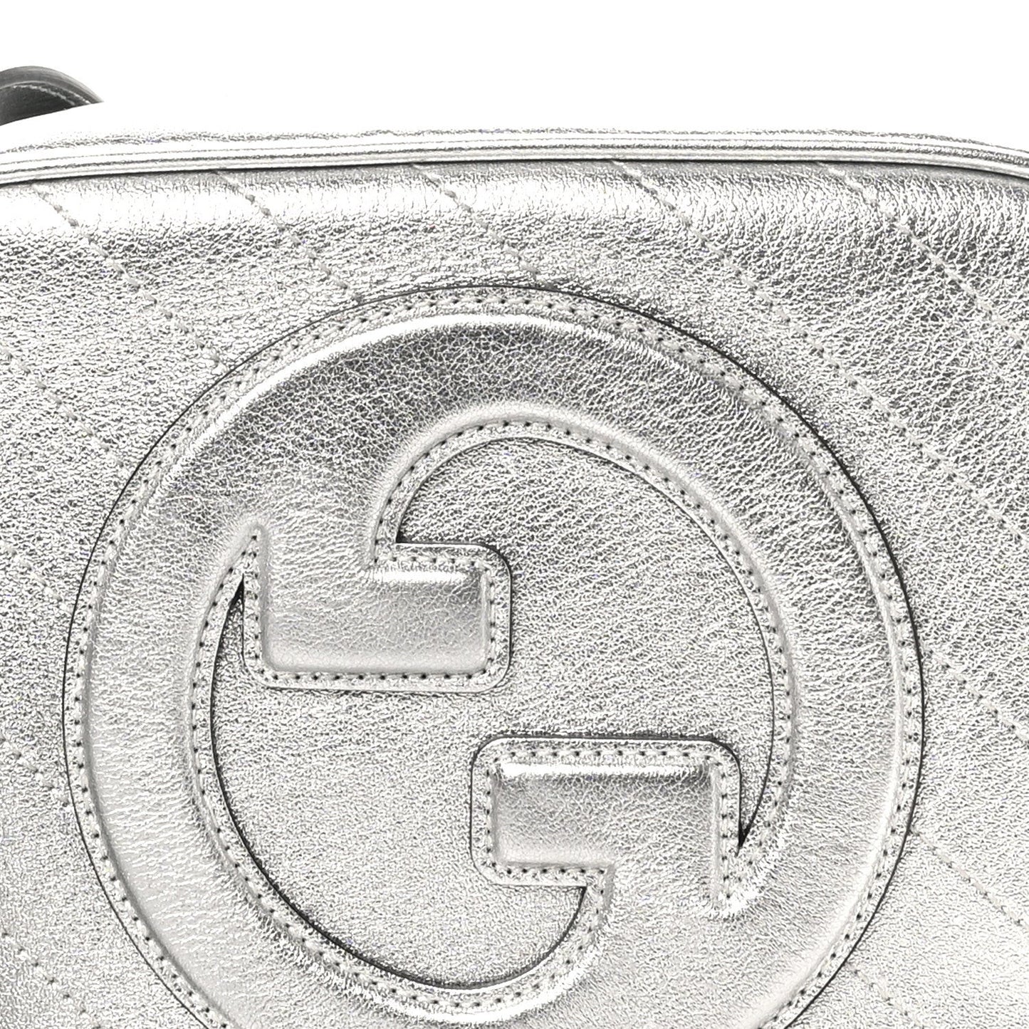 Metallic Sakai Be Green Calfskin Diagonal Stitched Small Blondie Shoulder Bag Silver