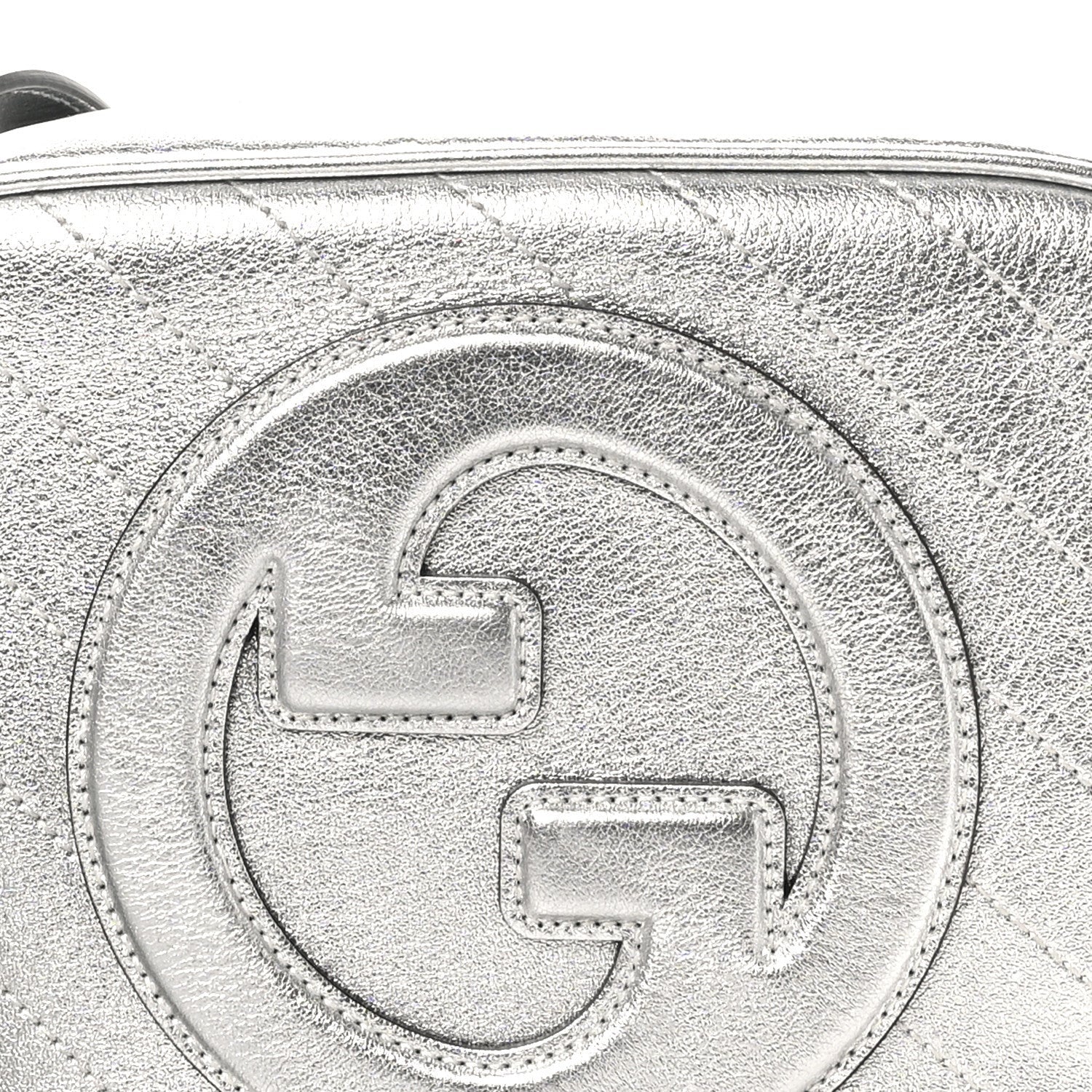 Gucci Metallic Sakai Be Green Calfskin Diagonal Stitched Small Blondie Shoulder Bag Silver 7 of 7