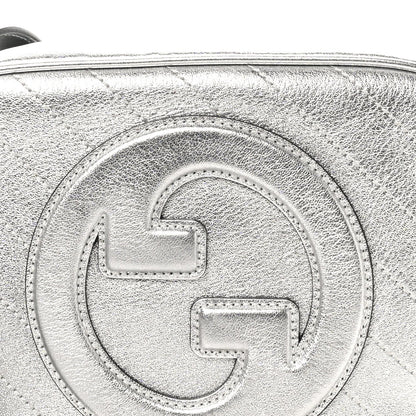 Gucci Metallic Sakai Be Green Calfskin Diagonal Stitched Small Blondie Shoulder Bag Silver 7 of 7