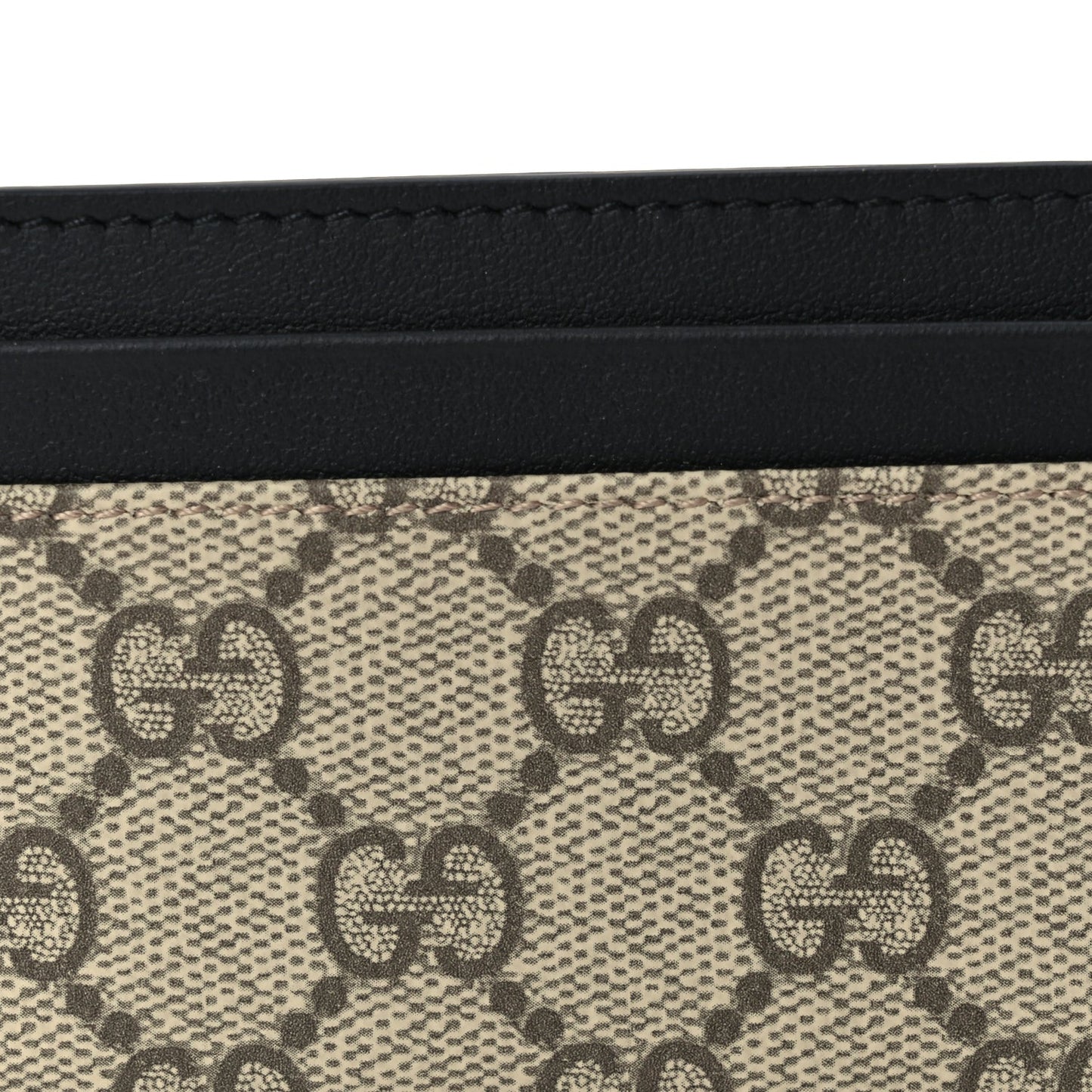 GG Supreme Monogram Calfskin Card Holder Beige Black