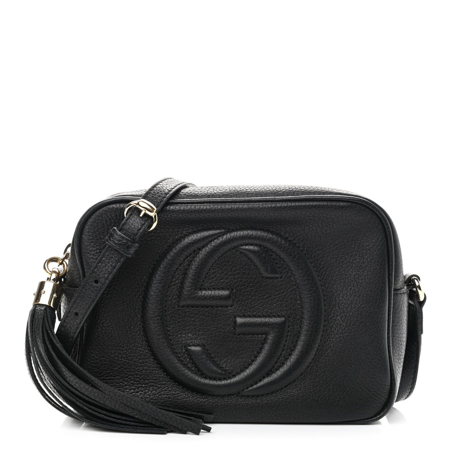 Pebbled Calfskin Small Soho Disco Bag Black
