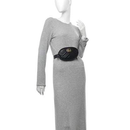 Gucci Calfskin Matelasse GG Marmont Belt Bag 75 30 Black 2 of 7