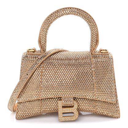 Balenciaga Strass Suede Hourglass Top Handle Bag XS Gold 1 of 7