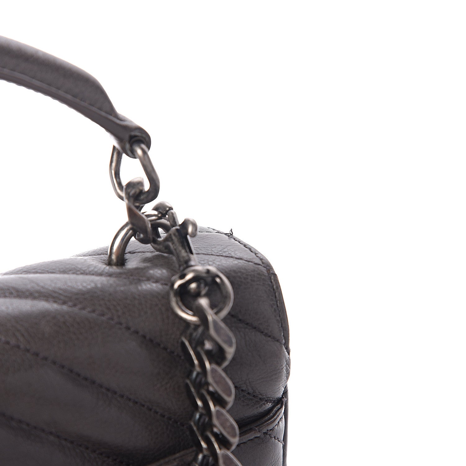 Saint Laurent Sheepskin Matelasse Chevron Monogram Medium College Bag Light Coal 9 of 10