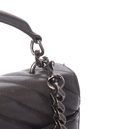 Saint Laurent Sheepskin Matelasse Chevron Monogram Medium College Bag Light Coal 9 of 10