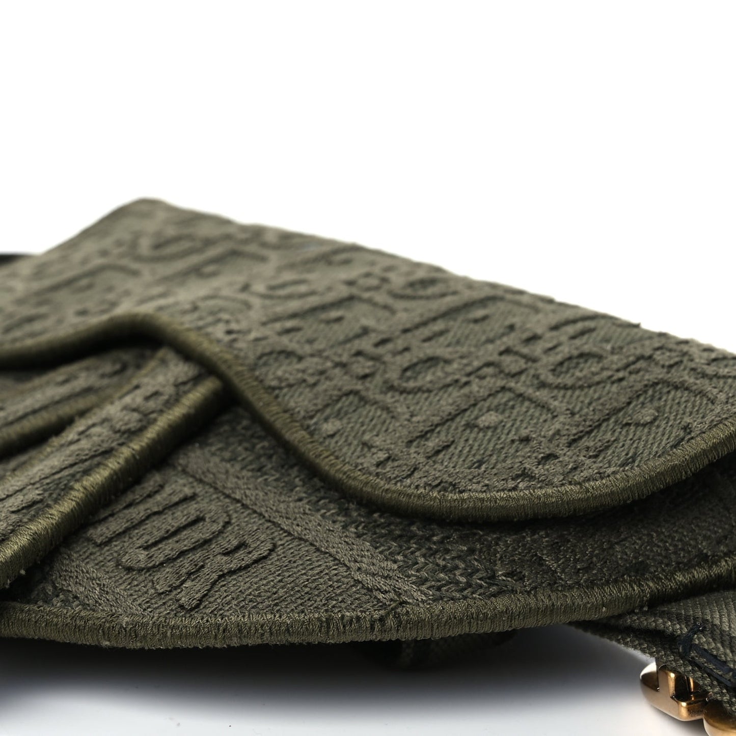 Oblique Embroidered Saddle Belt Pouch Green