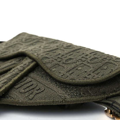 Christian Dior Oblique Embroidered Saddle Belt Pouch Green 9 of 9