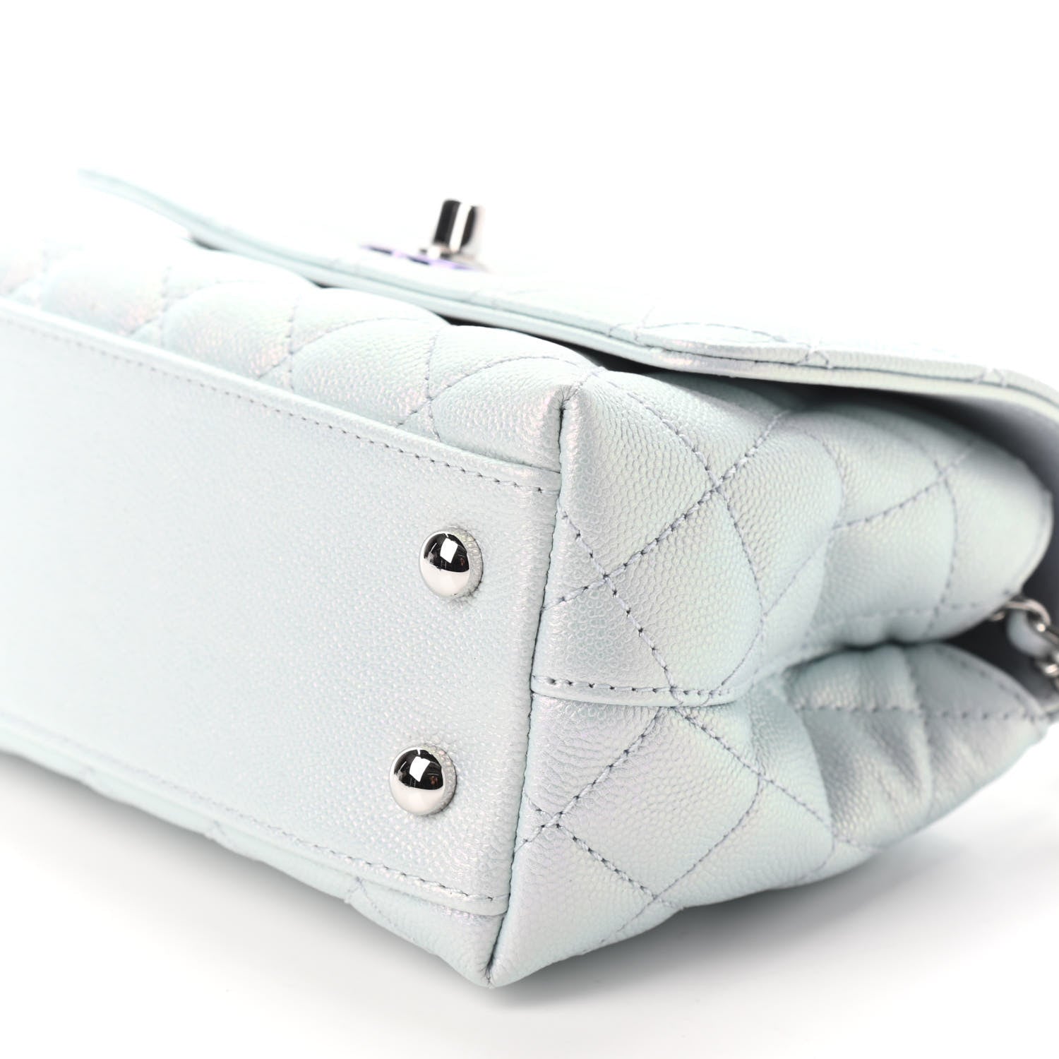 Chanel Iridescent Caviar Quilted Extra Mini Coco Handle Flap Light Blue 9 of 9