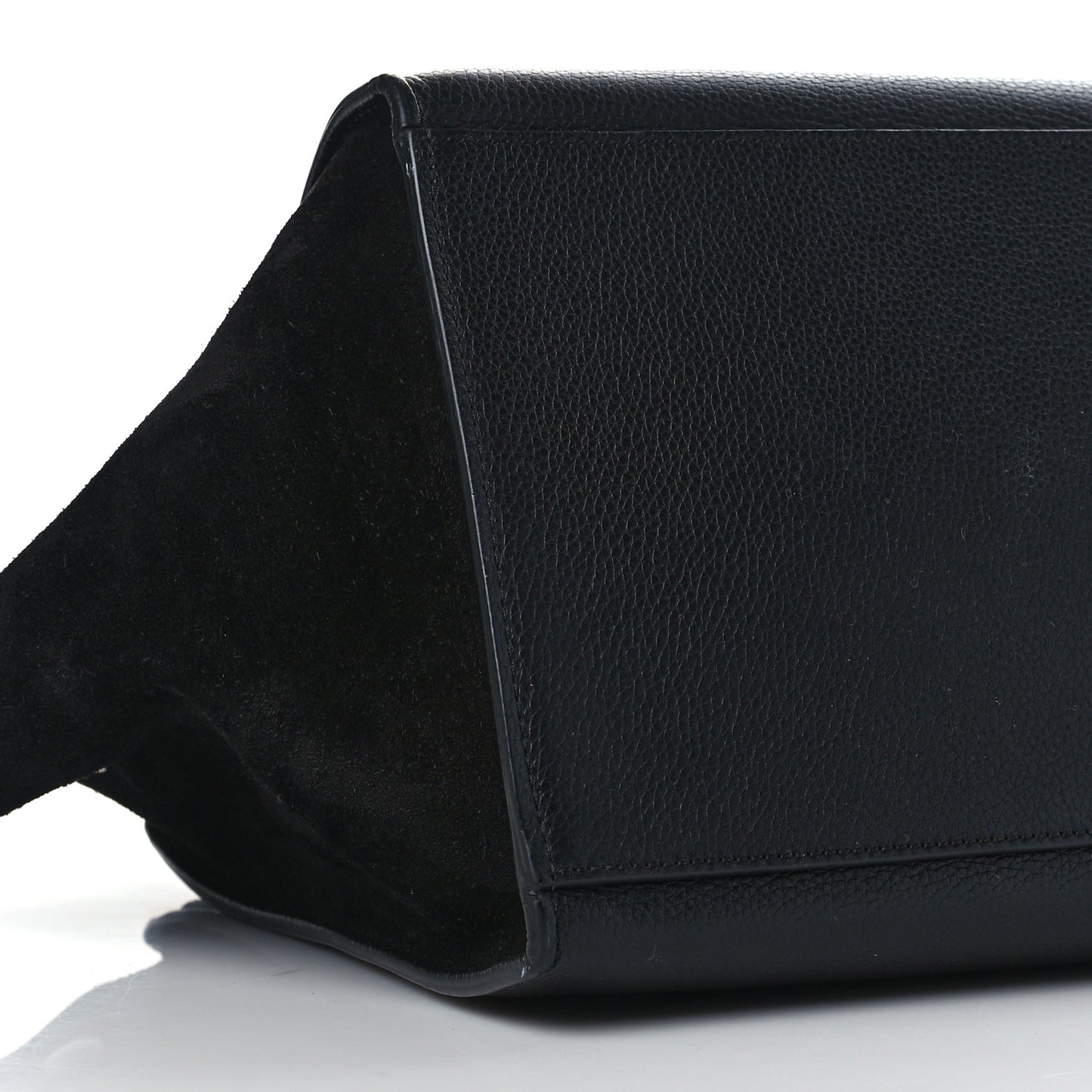 Drummed Calfskin Suede Small Trapeze Black