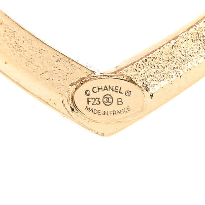 Chanel Metal Crystal CC Open Heart Earrings Gold 4 of 5