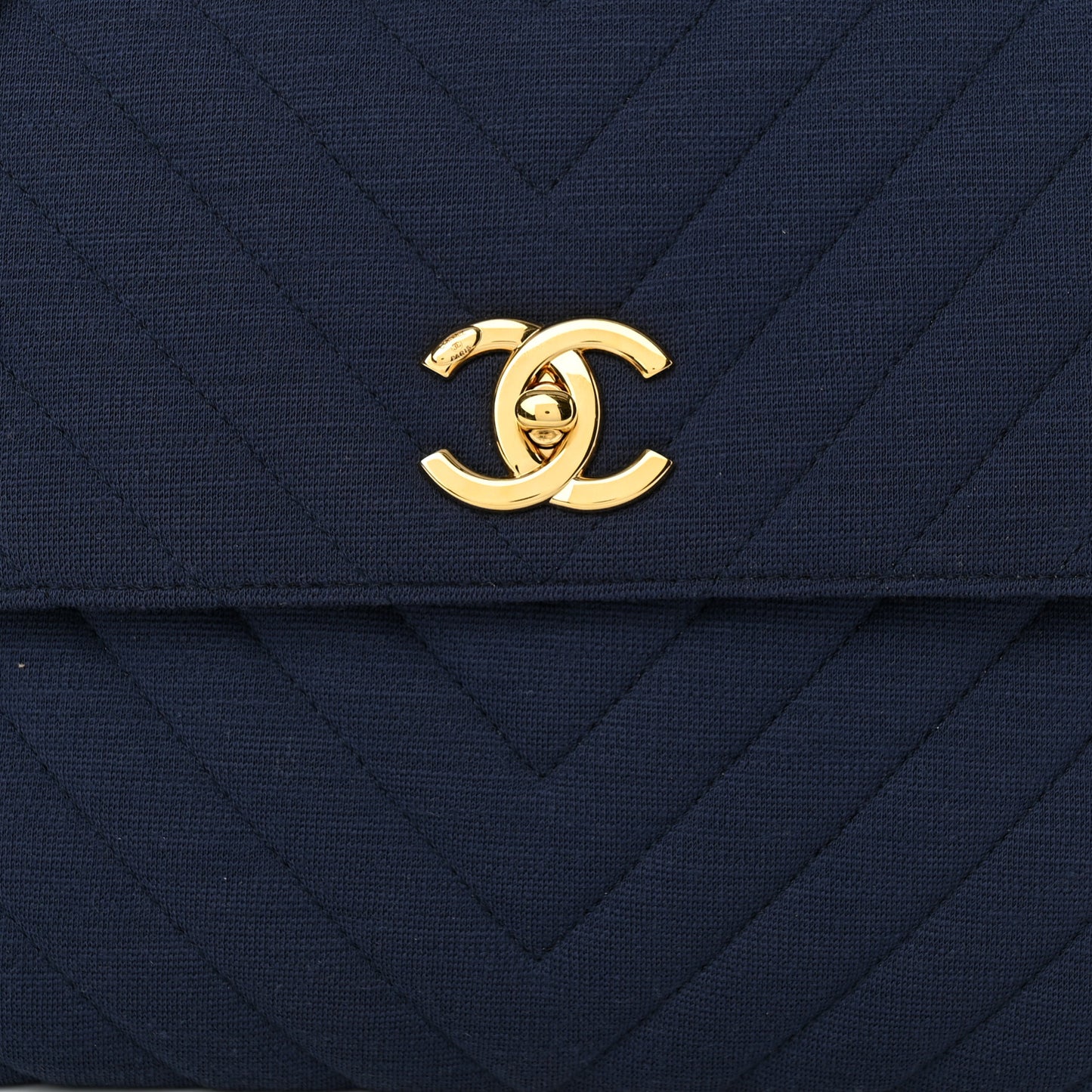 Jersey Chevron Quilted Medium Trendy CC Dual Handle Flap Bag Navy