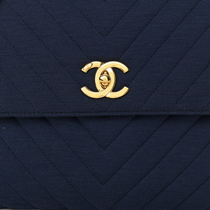 Chanel Jersey Chevron Quilted Medium Trendy CC Dual Handle Flap Bag Navy 8 of 10