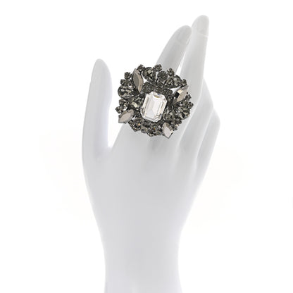 Christian Dior Crystal Cocktail Ring 54 7 Silver 2 of 6