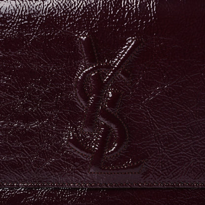 Saint Laurent Textured Patent Monogram Large Belle De Jour Clutch Burgundy 5 of 7