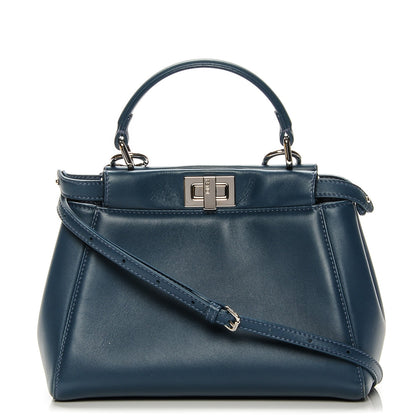 Fendi Nappa Mini Peekaboo Iconic Satchel Pavone 1 of 6