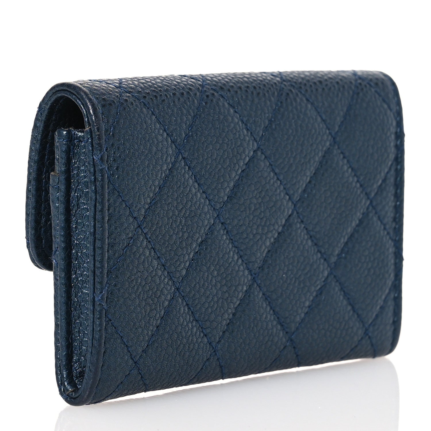 Chanel Metallic Caviar Quilted Flap Card Holder Dark Blue 3 of 13