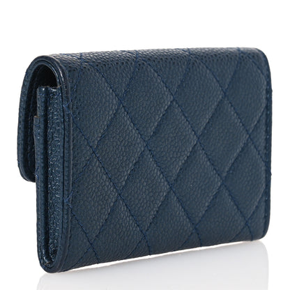Chanel Metallic Caviar Quilted Flap Card Holder Dark Blue 3 of 13