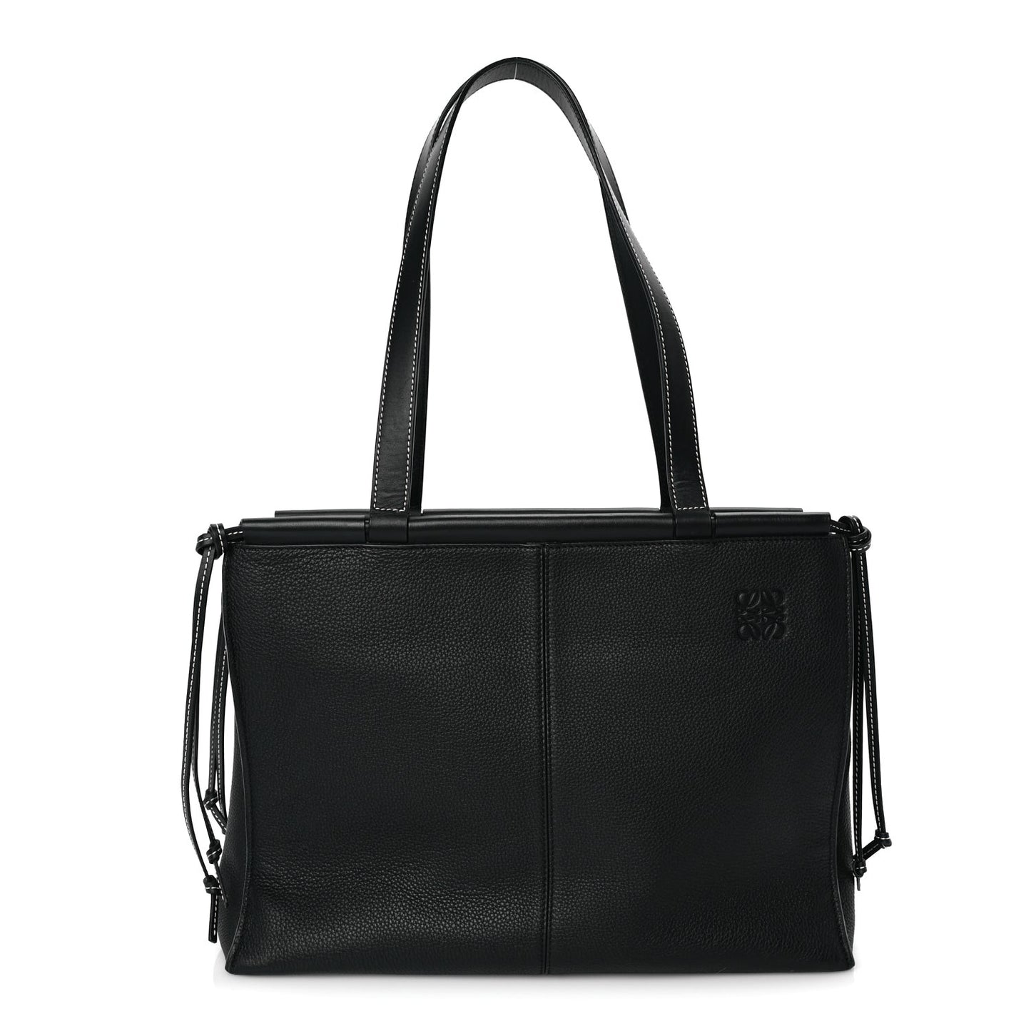 Grained Calfskin Small Cushion Tote Black