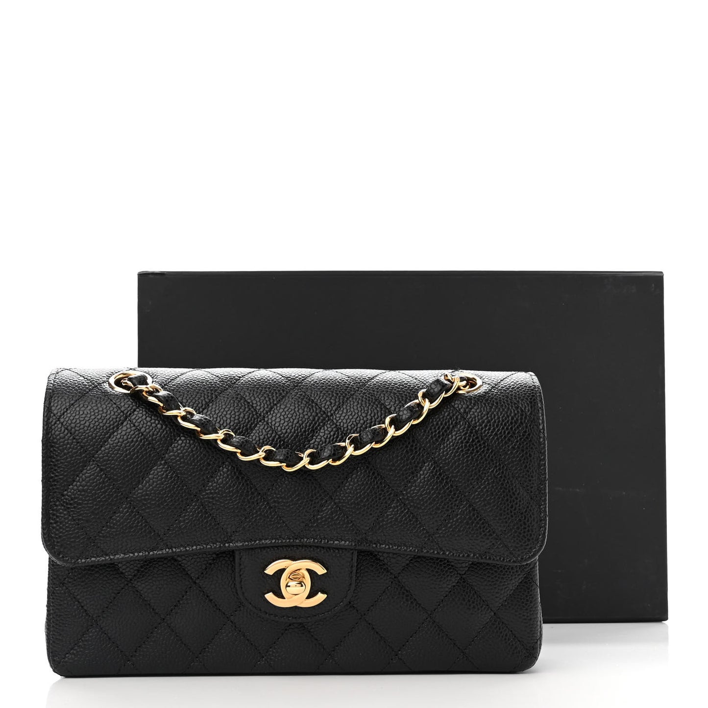 Caviar Quilted Small Double Flap Black