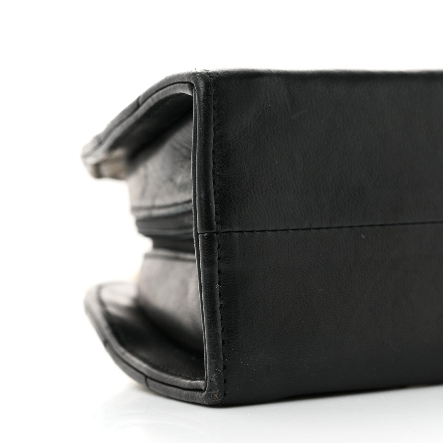 Lambskin Quilted Small Half Moon Clutch Black